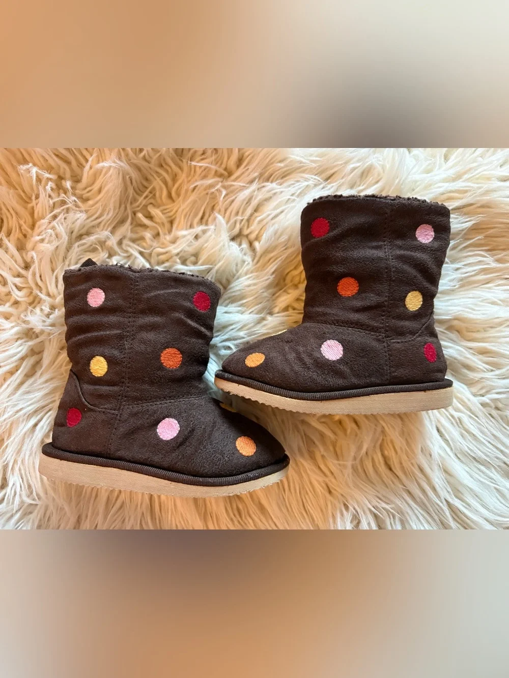 Gymboree Fall For Monkeys Sz 5 Toddler Brown Polka Dot Fall Boots 12-18 mths
